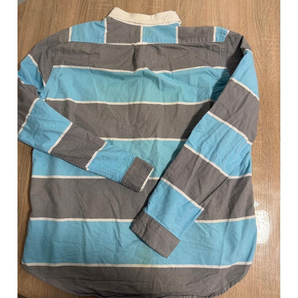 American Eagle Outfitters Slim Fit Button Up Shirt Mens Large Blue Gray Striped - Picture 3 of 8